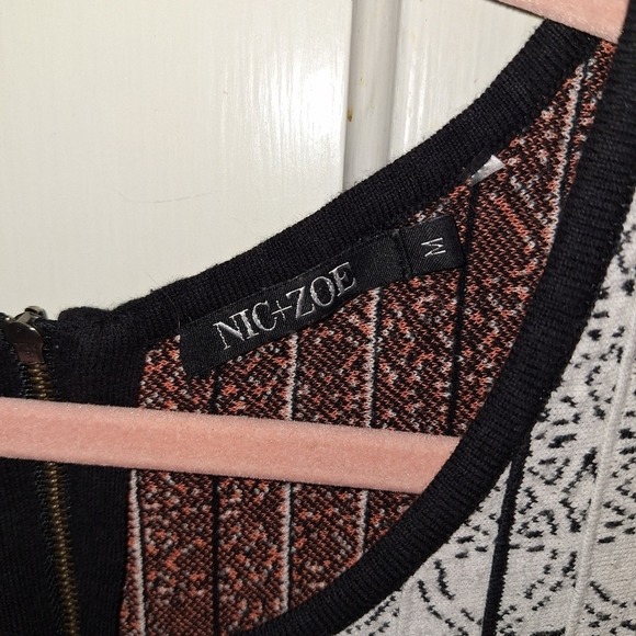 NIC+ZOE Twirl Fit & Flare Sweater Dress Size Medium Cozy Geometric Dark Academia - Picture 4 of 4